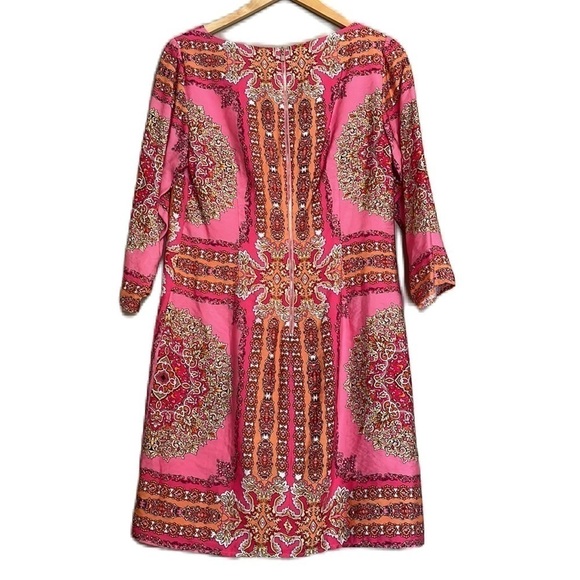 Laundry By Shelli Segal Dresses & Skirts - Laundry by Shelli Segal Women's Pink Sheath Dress 8 Multicolor Print 3/4 Sleeve